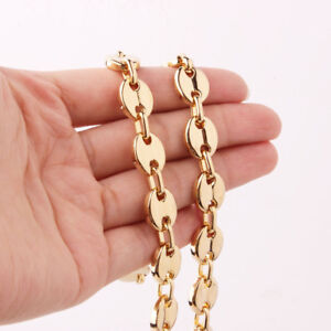 11mm Charming Stainless Steel Yellow Gold Coffee Beans Link Chain Men Necklaces