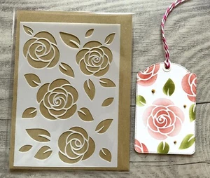 Schablone Stencil* Rosen* Blumen Hintergrund Kartengestaltung - Bild 1 von 3