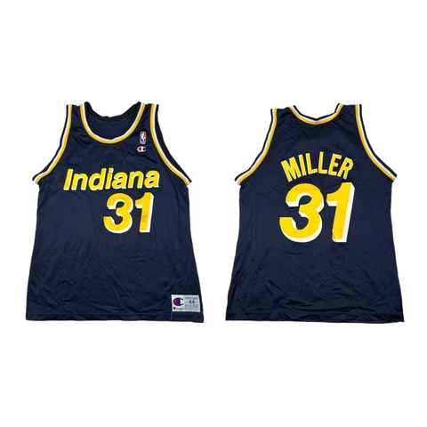 Champion VTG 90s NBA Indiana Pacers Reggie Miller 31 Swingman Jersey Blue 44 Cover