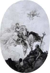 ALLÉGORIE pour un PLAFOND (ESQUISSE) - Gravure d'art 19e grand format (Tiepolo) - Imagen 1 de 2