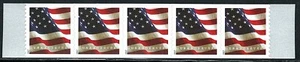 Mint US Strip of 5 Coil Flag Stamp, Scott# 5158 (MNH) - Picture 1 of 1