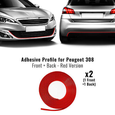 Profil Adhésif Rouge Pour Barrage Avant + Arrière Peugeot 308 • 30€