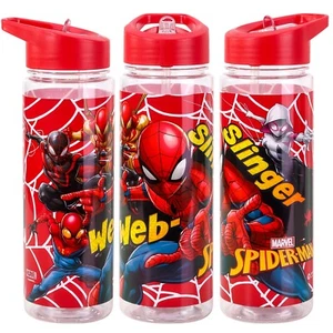 Botella de agua Marvel Spiderman frasco con pajita transparente niños niños niños - Imagen 1 de 4