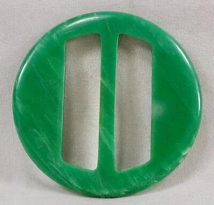 Green Belt Buckle Retro Accessory Plastic White Marbling Vintage Nice #62 - Picture 1 of 4