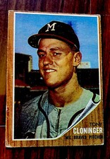 1962 Topps Baseball card # 63 - Tony Cloninger RC Milwaukee Braves
