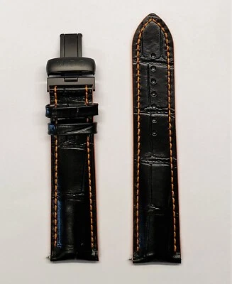 Оригинальный MIDO Multifort 22 мм M005929A черный / оранжевый кожаный ремешок с пряжкой - Изображение 1 из 4