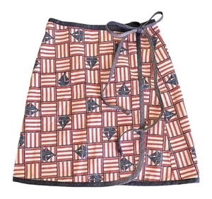 Vintage 70's Retro Sailing Print Novelty Wrap Skirt FLORENCE SCHULMAN ORIGINALS - Picture 1 of 10