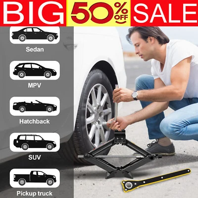 2025 Upgraded - Black Scissor Jack Stand Lift Wind Up Car Van Garage Hex Wrench - Image 1 of 4