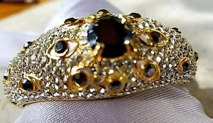 BELLISSIMO BRACCIALE GRANDE DA SERA CRISTALLI NERI CHIARI LUCIDI FINITURA ORO - Foto 1 di 11