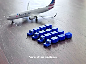 Modelo 1:400 Accesorios de aeropuerto - Juego de 16 piezas de carro de equipaje y remolcador (Azul) - Imagen 1 de 6