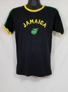 JAMAICA Black Green Gold Short Sleeve Shirt Size Medium - Picture 1 of 4
