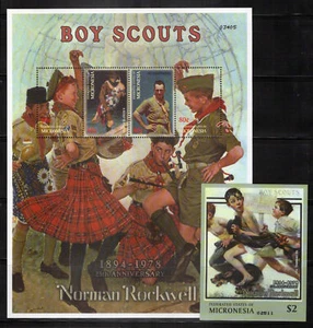 Micronesia 555-556 MNH Boy Scouts Norman Rockwell Paintings ZAYIX 1223L0075 - Picture 1 of 3