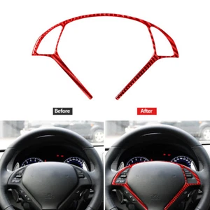 Red Carbon Fiber Steering Wheel Button Frame Cover Trim For Infiniti G37 2010-13 - Picture 1 of 12