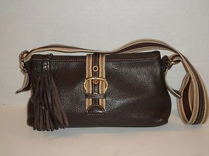 THE SAK BRAUNE LEDER KLEINE HANDTASCHE MIT GESTREIFTEN AKZENTEN SUPER SÜSS - Bild 1 von 7