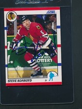 1990/91 Score #29 Steve Konroyd Blackhawks Signed Auto *D3601