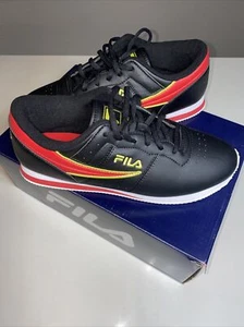 Fila Men's US 10.5 Machu Outline Flag Lifestyle Sneakers Black/Red/Lemon Tonic - Picture 1 of 6