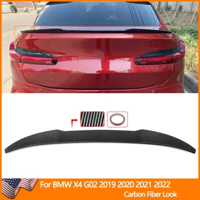 For BMW X4 G02 X4M F98 2019-2024 M4 Style Carbon Fiber Rear Trunk Spoiler Wing - Image 1 of 4