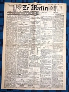 La Une Du Journal Le Matin 4 Décembre 1887 Élection De Sadi Carnot - Imagen 1 de 3