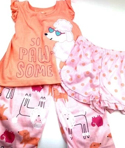 Girls Sleepwear Pajama Outfit Size 3T 3pc set children kids Top shorts toddler - Picture 1 of 8