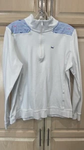 Vineyard Vines 1/4 Zip Pullover Women’s Xl Blue White Sweater Jacket High Neck - Picture 1 of 6