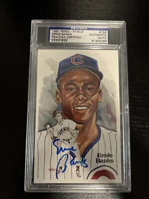 PSA Authenticated Ernie Banks 1981 Perez-Steele #158 Autographed Card - Image 1 of 2