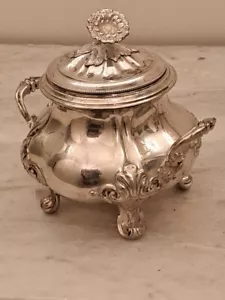Antike französische Sterling Silber Deckel Zuckerdose mit Griffen 440 Gramm 19. Jh. - Bild 1 von 3