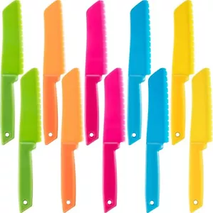 10 Pcs Kids Plastic Nylon Cooking Kitchen Knife Set Children Toddler Safe Knives - Picture 1 of 12