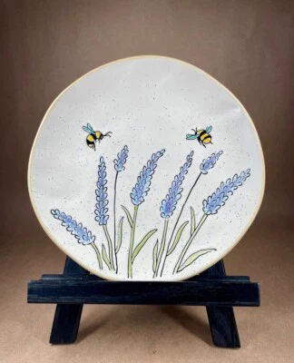 Spectrum Designz Set of 6 lavender Flowers Garden with Bees Ceramic Salad Plates - Image 1 of 4