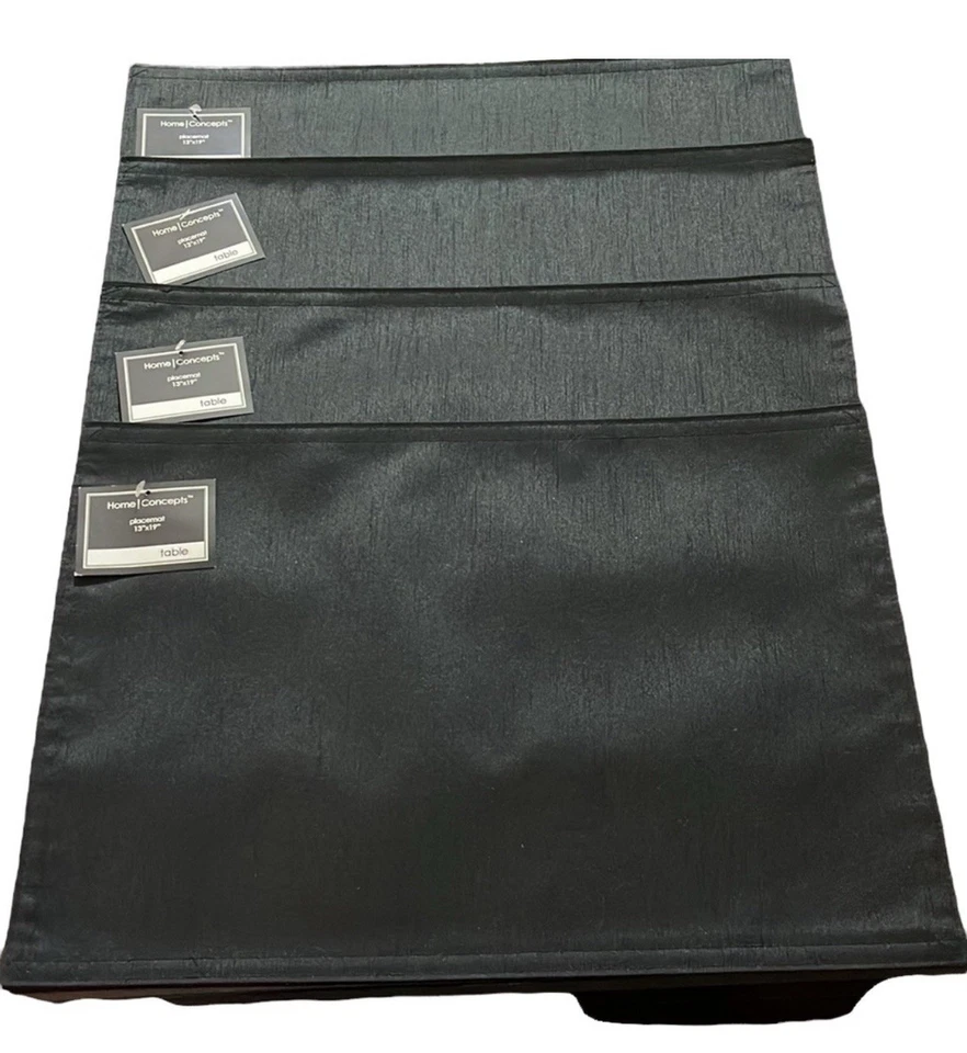 4~Black Rectangular Placemats 100%Polyester 13” x 19” - Image 1 of 4