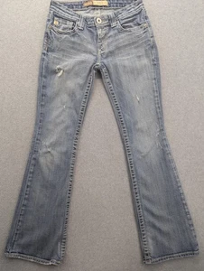 Big Star Casey K Jeans Damen 26R Blau Low Rise Bootcut Stretch Distressed - Bild 1 von 17