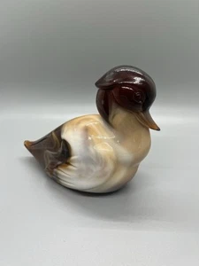 Estatuilla Pisapapeles Pato Sentado Escoria Marrón-Carmelo Vidrio Arte Imperial De Colección - Imagen 1 de 3