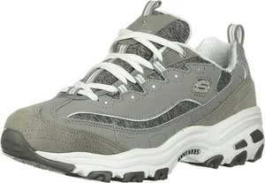 Skechers Women's D'Lites Me-time Sneaker, Gray/White, 7.5 - Picture 1 of 9