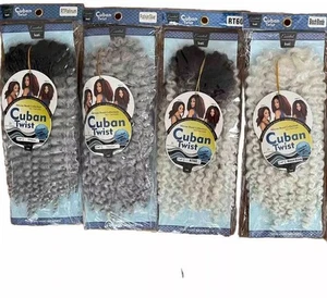 4 Packs 14 “ Cuban Twist  Mambo Twist Braid Extensions In 4 Colours - Picture 1 of 2