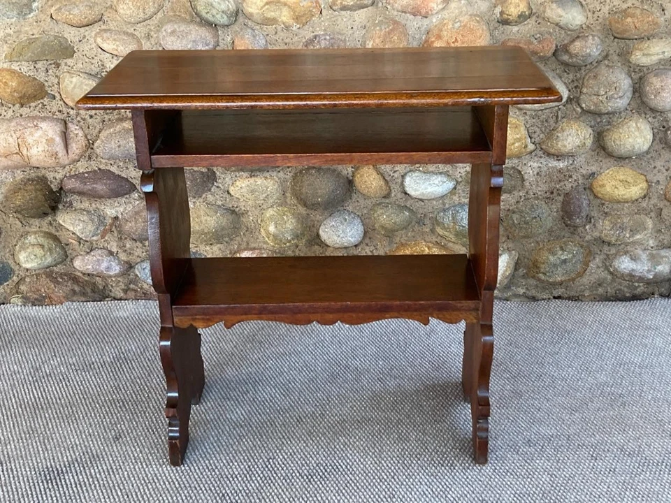 WONDERFUL!  ANTIQUE ART'S and CRAFTS CARVED OAK BOOK and MAGAZINE STAND! - Image 1 of 1