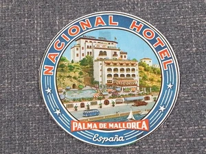 Bagaglio vintage anni 50 Nacional Hotel Palma di Maiorca Spagna etichetta così com'è - Foto 1 di 2