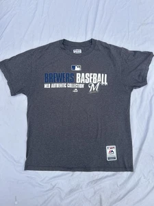 Men’s Brewers Baseball T Shirt Sz Large Grey Authentic MLB  - Picture 1 of 8