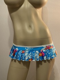 Sexy Micro Mini Blue Hawaiian Pleated Skirt Lingerie Rave Exotic Dance Stripper
