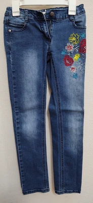 Jeans de mezclilla para niñas talla 10 de Deux Pardeux flores bordadas A092 Foto 1 de 4