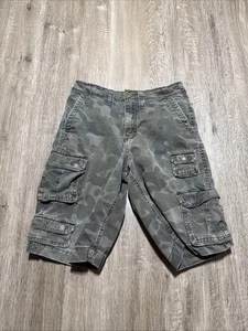 Vintage No Boundaries Shorts Herren 28 (eigentlich 27") grün Cargo tarnfarben Skater Y2K - Bild 1 von 13