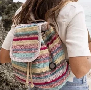 The Sak Sayulita Backpack & Wallet Crocheted, Adjustable, Removable Straps EUC - Picture 1 of 19