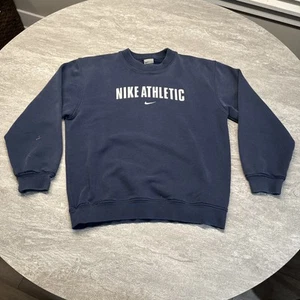 Vintage Youth 90s Y2K Nike Athletic Center Swoosh Thrashed Sweatshirt Large - Picture 1 of 12