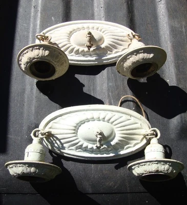 Antique Brass Art Deco Ceiling Light Fixtures - Image 1 of 4