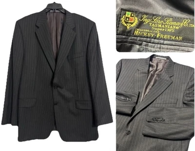 Hickey Freeman Blazer 46R Gray Pinstripe Wool LORO PIANA Madison USA Suit Jacket - Image 1 of 4