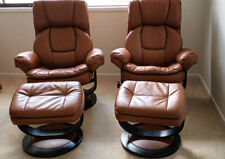 FAUX LEATHER TAN RECLINER/ SWIVEL CHAIRS X 2