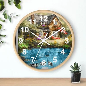 Georgia Summer Cottage Duck In Water Wall Clock 3D Wood Frame Art Painting - Picture 1 of 19