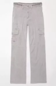 AE Dreamy Drape Stretch Cargo Super High-Waisted Baggy Wide-Leg Pant Sz 2 Short - Picture 1 of 5