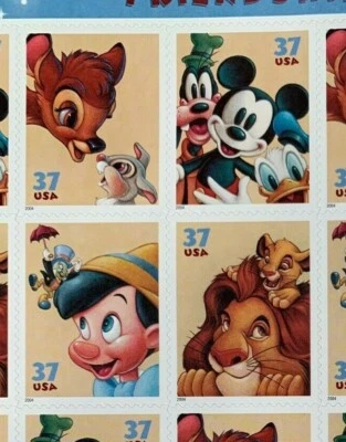 Scott 3865 - 3868, 2004 USPS Art of Disney Friendship, .37, pane of 20 - Image 1 of 4