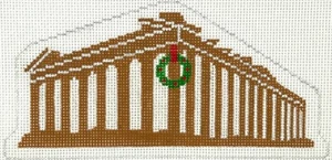 Kate Dickerson Parthenon Christmas Wreath Handpainted Needlepoint Canvas - Picture 1 of 1