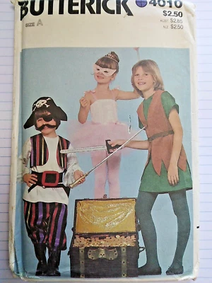 Pirate Peter Pan XS S M 6M-4T Childs Costume Butterick 4010  Sewing Pattern UC - Image 1 of 4