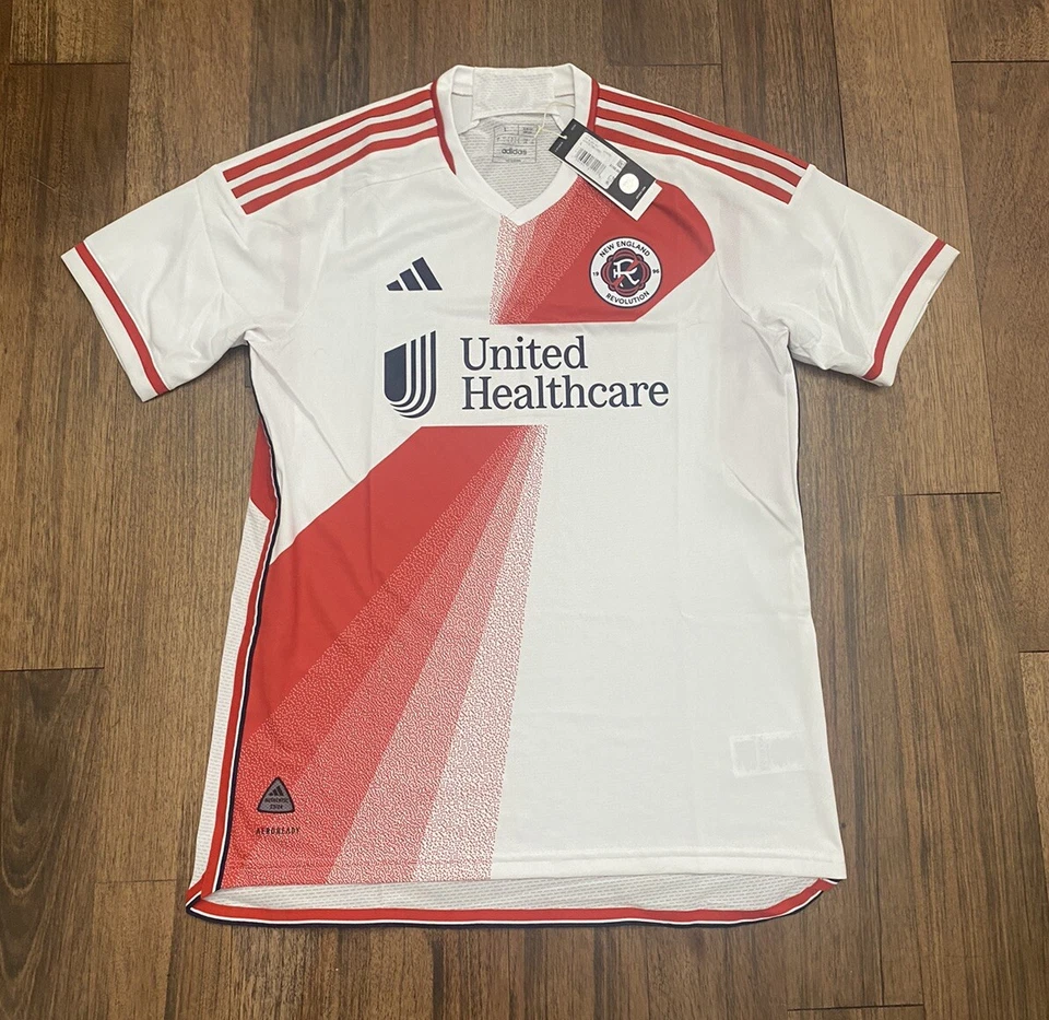 ADIDAS NEW ENGLAND REVOLUTION LG AUTHENTIC SOCCER JERSEY $150 RETAIL HOME HI1881 - Image 1 of 4